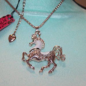 Nwtag  Clear Crystal Circus Horse Necklace